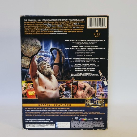 WWE Wrestle Mania XXX Wrestling 3 Disc DVD Set. Good Preowned Condition. - Picture 2 of 7